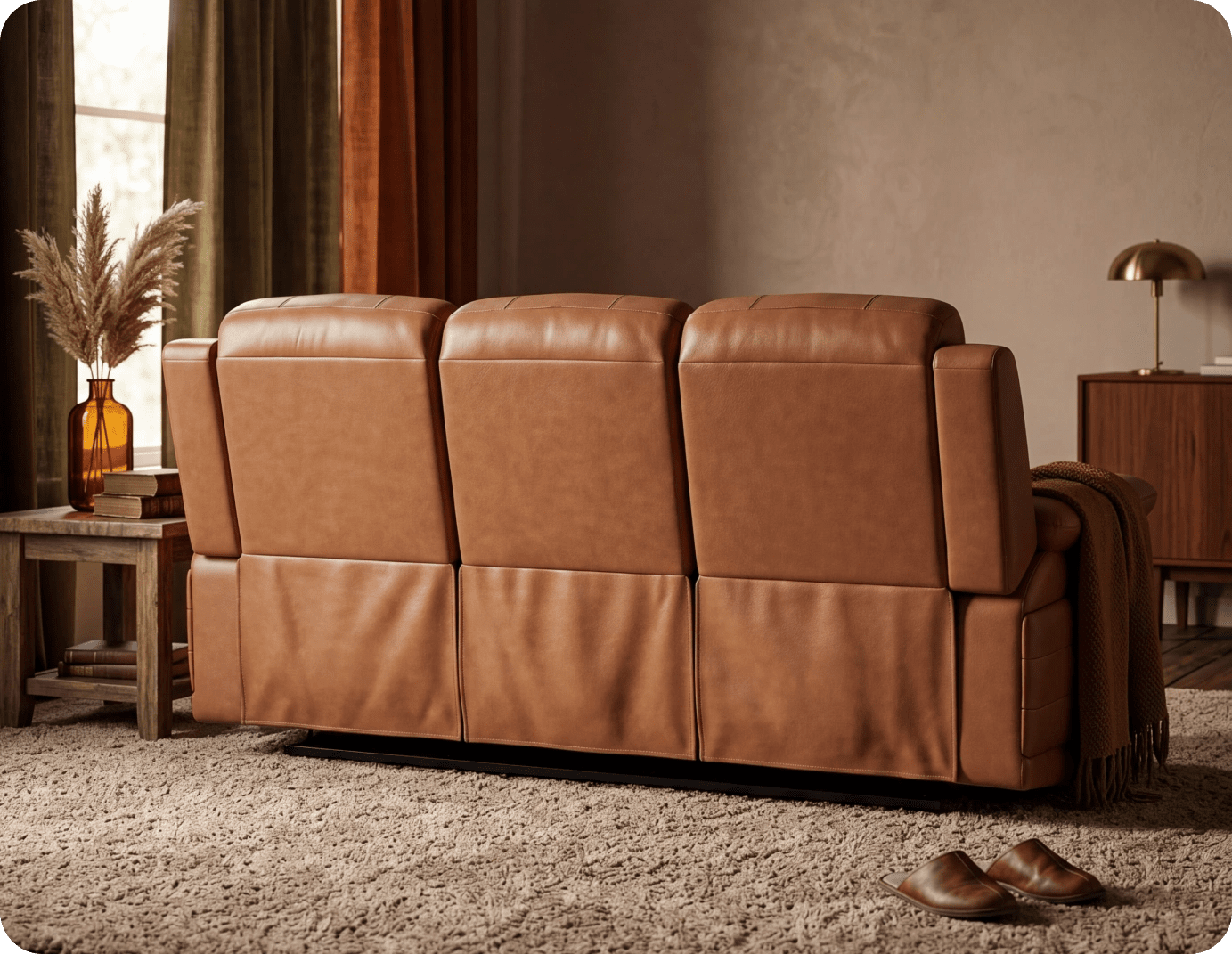 Martini Genuine Leather Caramel Electric Power Recliner 3 Seater
