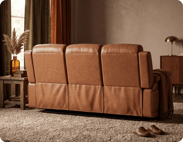 Martini Genuine Leather Caramel Electric Power Recliner 3 Seater