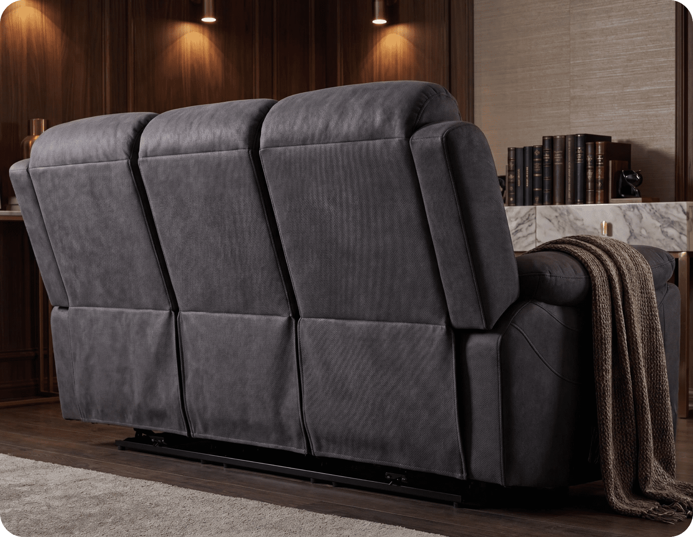 Bristol Grey Fabric Manual Recliner 3 Seater Sofa