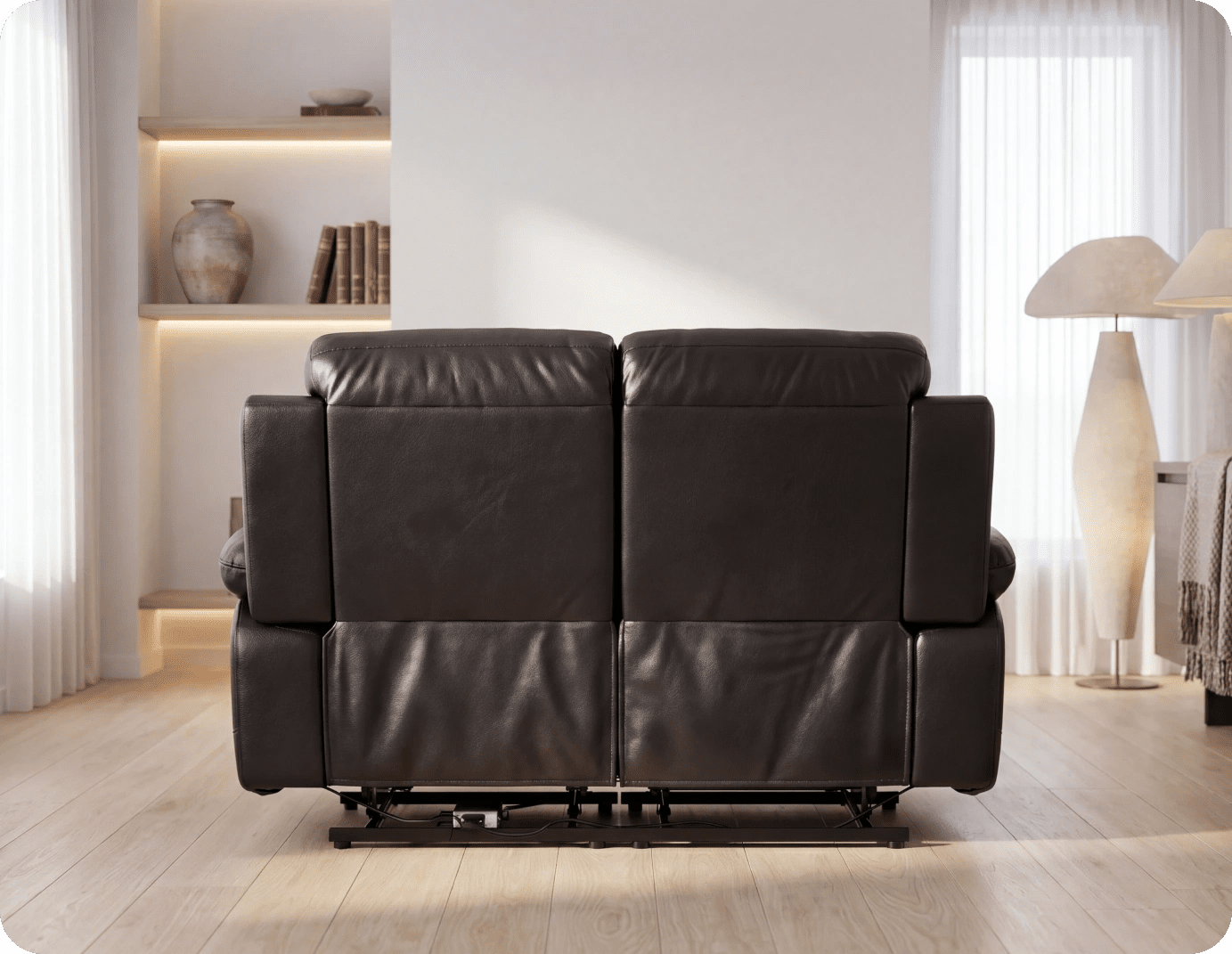 Milano Genuine Leather Black Electric Power Recliner 2 Seater Sofa