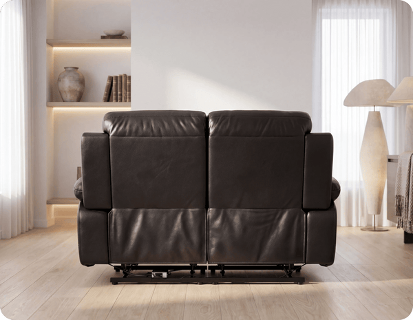 Milano Genuine Leather Black Electric Power Recliner 2 Seater Sofa