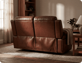 Martini Genuine Leather Tan Electric Power Recliner 2 Seater Sofa