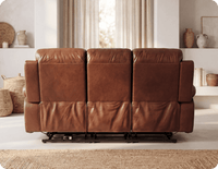 Milano Genuine Leather Tan Electric Power Recliner 3 Seater