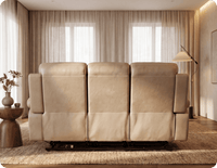 Milano Genuine Leather Cream Electric Power Recliner 3 Seater Sofa