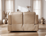 Milano Genuine Leather Cream Electric Power Recliner 2 Seater Sofa