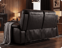 Torino Genuine Leather Black  Electric Power Recliner 2 Seater
