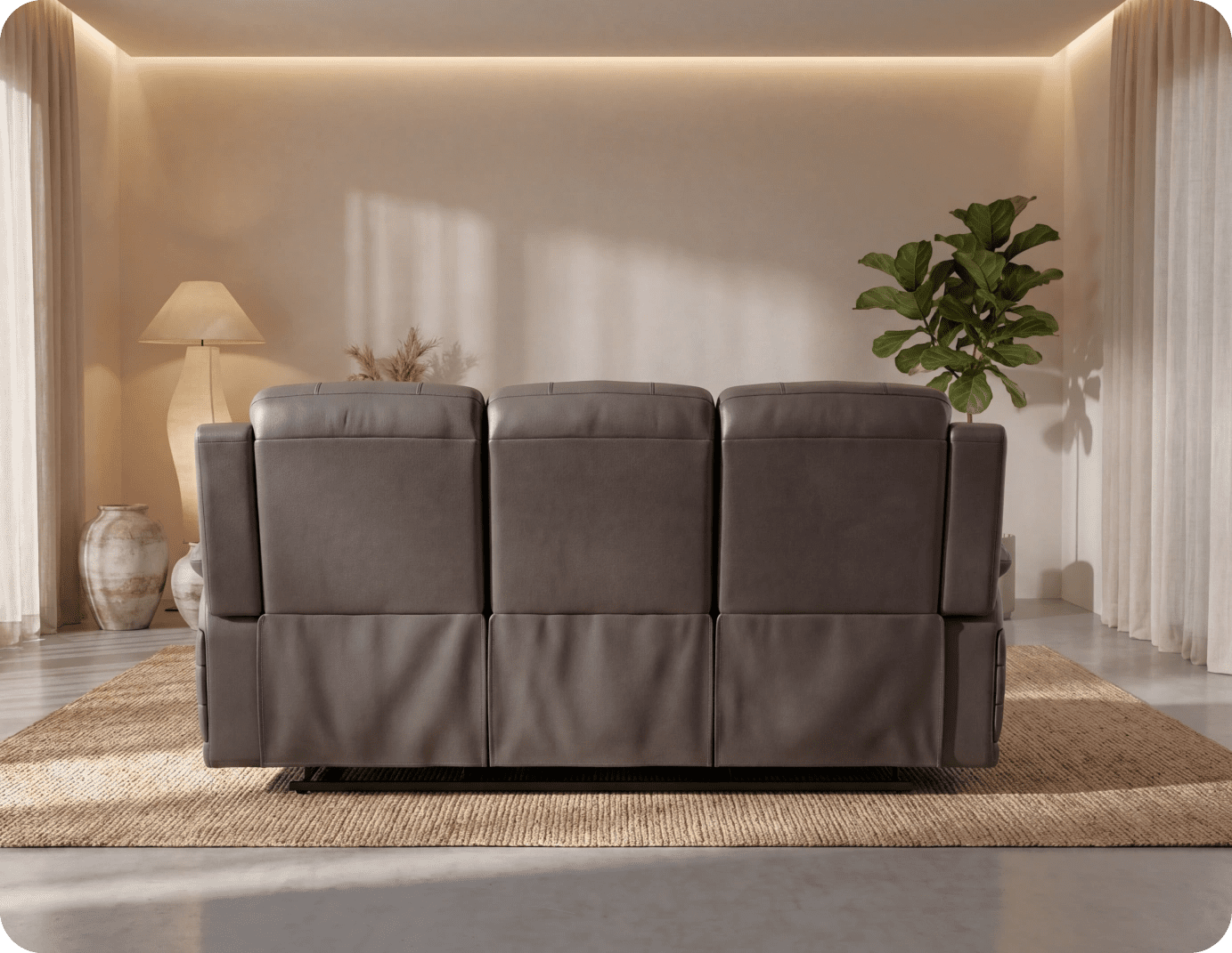 Martini Genuine Leather Grey Electric Power Recliner 3 Seater Sofa