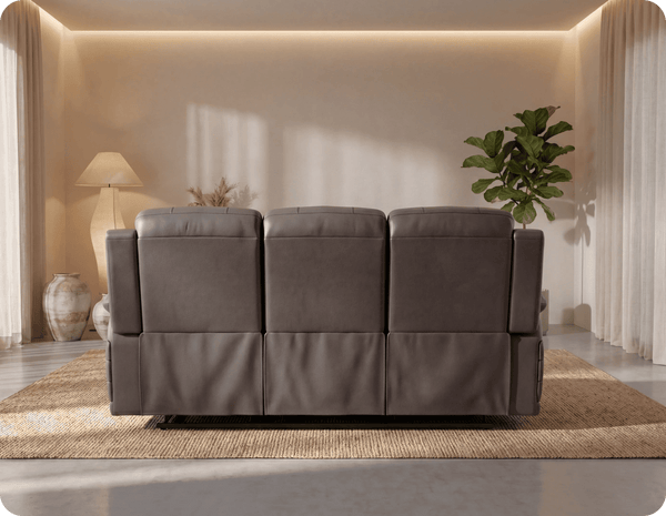 Martini Genuine Leather Grey Electric Power Recliner 3 Seater Sofa