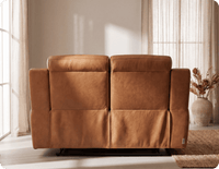 Leo Genuine Leather Caramel Electric Power Recliner 2 Seater Sofa