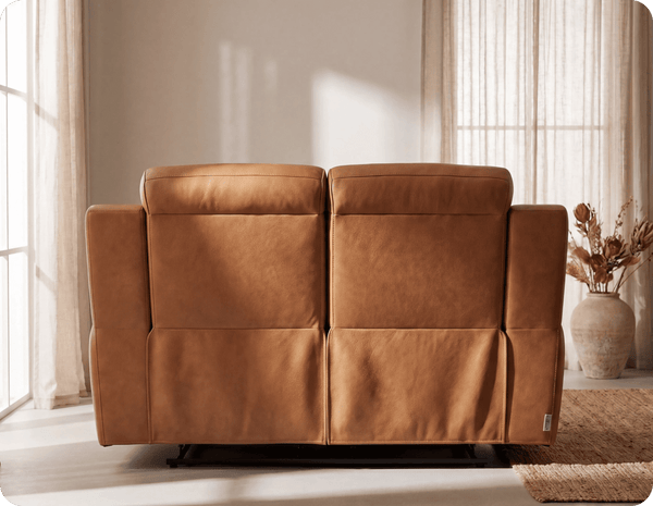 Leo Genuine Leather Caramel Electric Power Recliner 2 Seater Sofa
