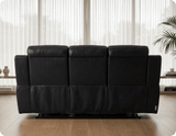 Leo Genuine Leather Black Electric Power Recliner 3 Seater Sofa