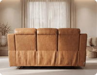 Leo Genuine Leather Caramel Electric Power Recliner 3 Seater Sofa