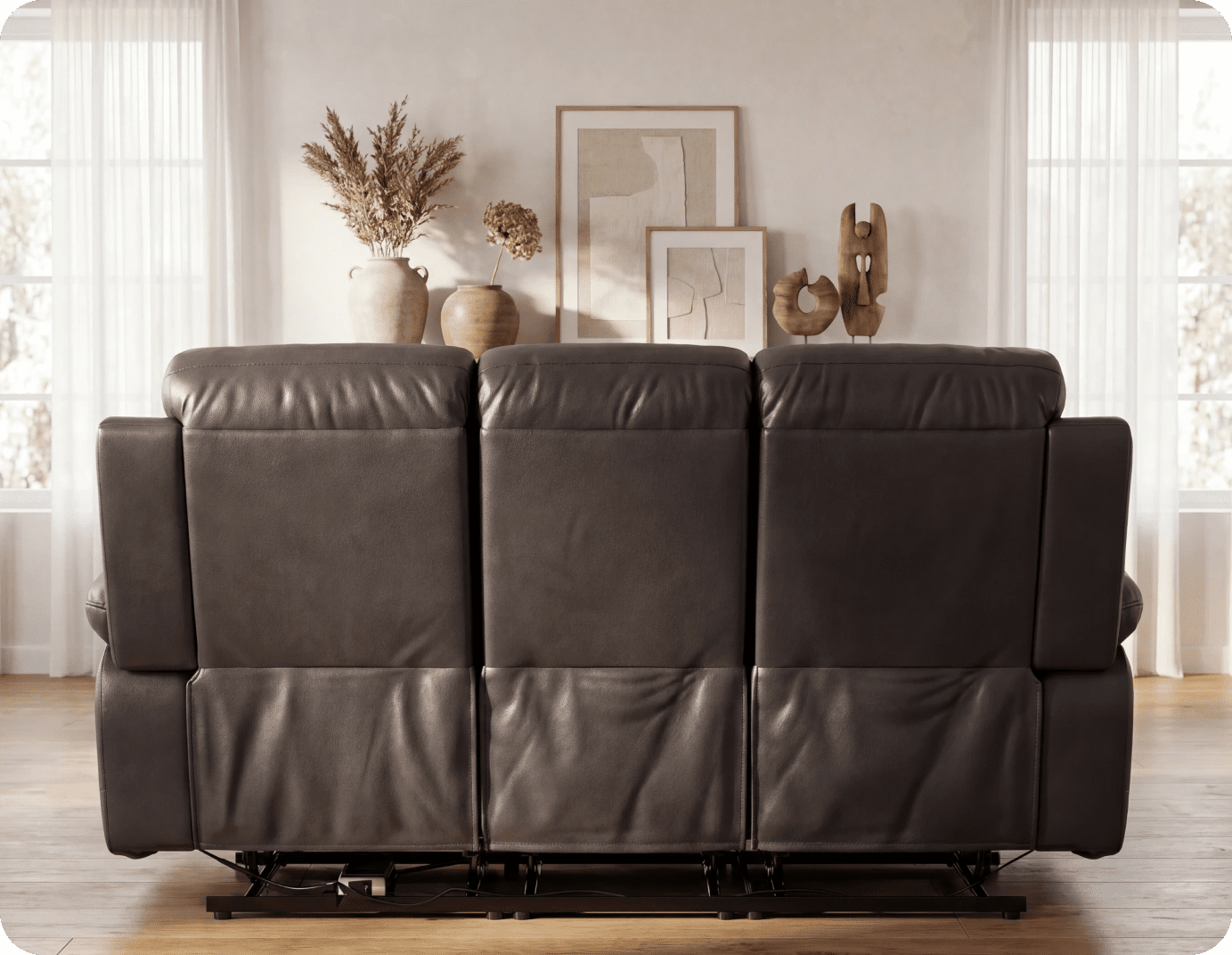 Milano Genuine Leather  Grey Electric Power Recliner 3 Seater Sofa