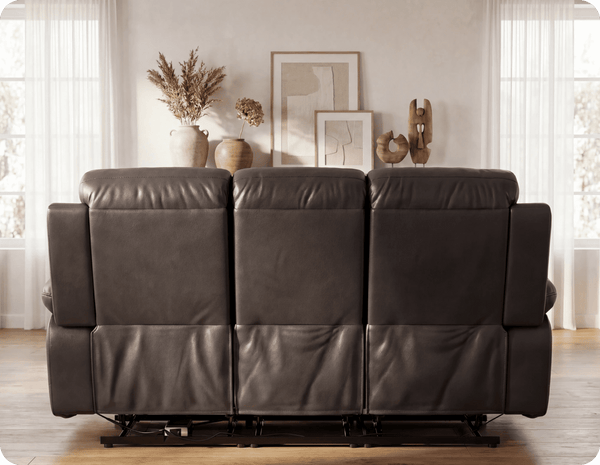 Milano Genuine Leather  Grey Electric Power Recliner 3 Seater Sofa
