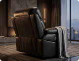 Torino Genuine Leather Black  Electric Power Recliner Armchair