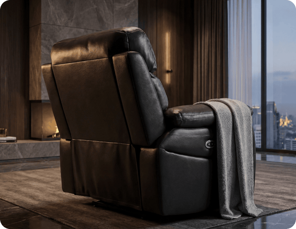Torino Genuine Leather Black  Electric Power Recliner Armchair