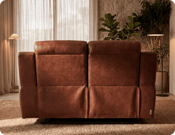 Leo Genuine Leather Tan Electric Power Recliner 2 Seater