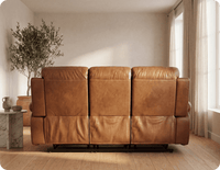 Milano Genuine Leather Caramel Electric Power Recliner 3 Seater Sofa