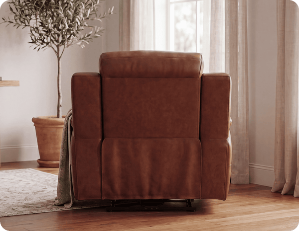 Leo Tan Genuine Leather Armchair with Electric Power Recliner