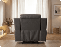 Leo Genuine Leather Grey Electric Power Recliner Armchair