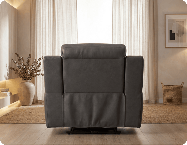 Leo Genuine Leather Grey Electric Power Recliner Armchair