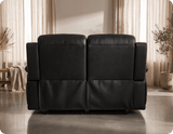 Martini Genuine Leather Black Electric Power Recliner 2 Seater Sofa