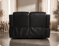 Martini Genuine Leather Black Electric Power Recliner 2 Seater Sofa