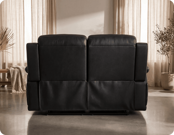 Martini Genuine Leather Black Electric Power Recliner 2 Seater Sofa
