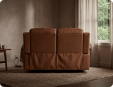 Martini Genuine Leather Caramel Electric Power Recliner 2 Seater Sofa