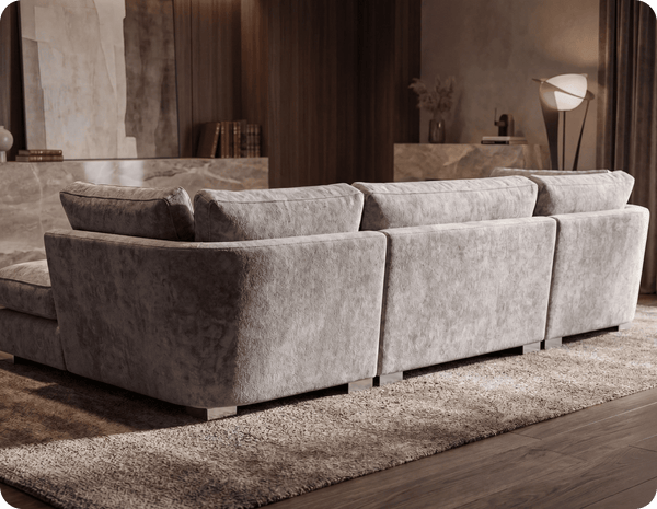 Westminster Silver Alaska Fabric U Shape High Back Corner Sofa