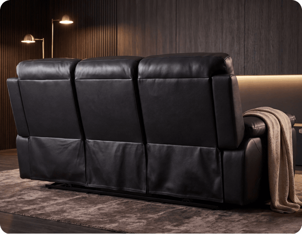 Torino Genuine Leather Black Electric Power Recliner 3 Seater