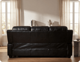 Veloura Black Leather 3 Seater Sofa