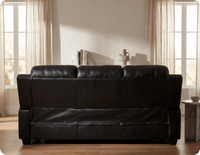 Veloura Black Leather 3 Seater Sofa
