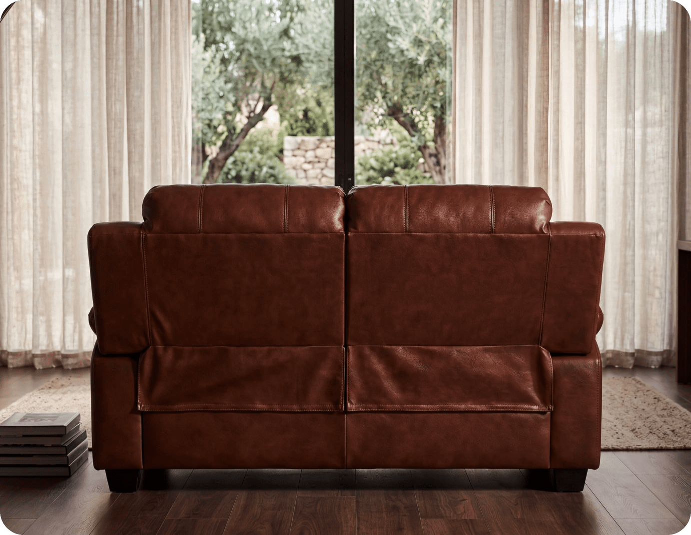 Veloura Tan Leather 2 Seater Sofa