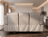 Milano Genuine Leather Light Grey Electric Power Recliner 3 Seater Sofa