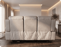 Milano Genuine Leather Light Grey Electric Power Recliner 3 Seater Sofa