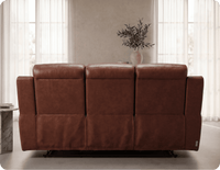 Leo Genuine Leather Tan Electric Power Recliner 3 Seater