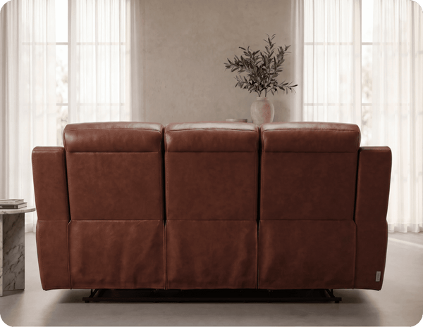 Leo Genuine Leather Tan Electric Power Recliner 3 Seater