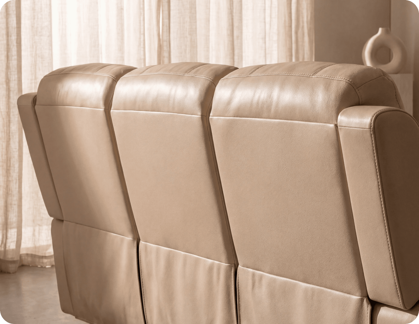 Martini Genuine Leather Cream Electric Power Recliner 3 Seater Sofa