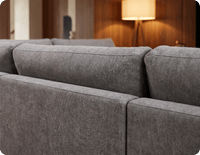 Mayfair Grey Fabric U Shape High Back Corner Sofa + Footstool