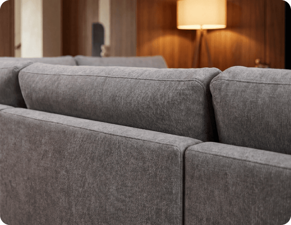 Mayfair Grey Fabric U Shape High Back Corner Sofa + Footstool