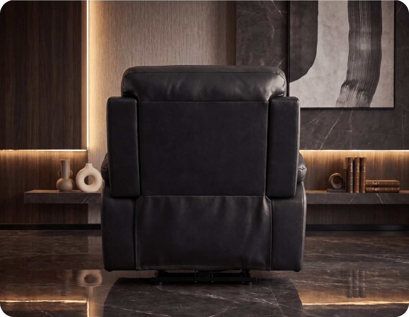 Torino Genuine Leather Black  Electric Power Recliner Armchair