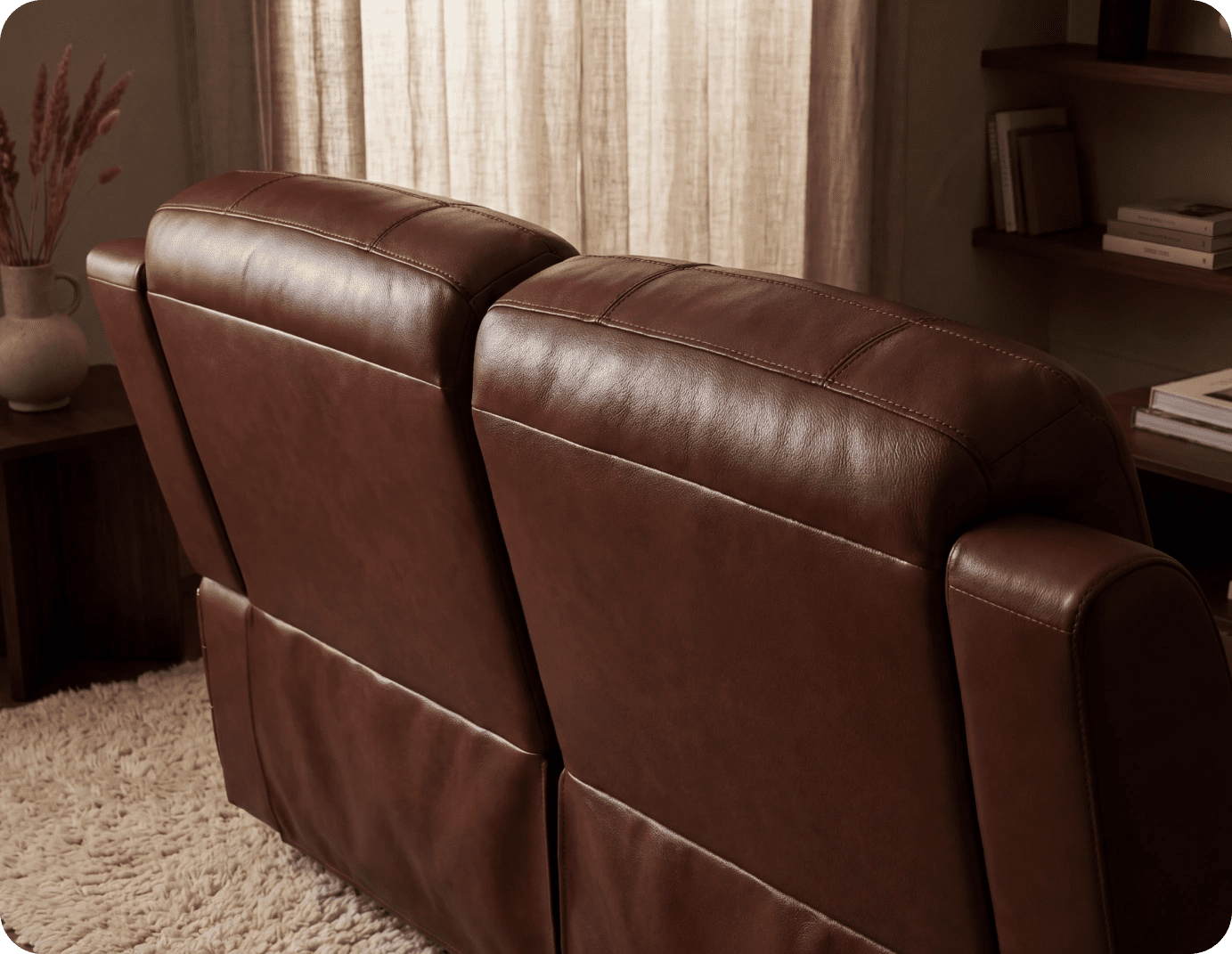Martini Genuine Leather Tan Electric Power Recliner 2 Seater Sofa