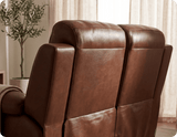 Leo Genuine Leather Tan Electric Power Recliner 2 Seater Sofa