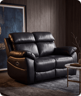 Torino Genuine Leather Black  Electric Power Recliner 2 Seater