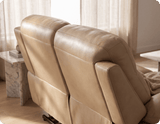 Milano Genuine Leather Cream Electric Power Recliner 2 Seater Sofa