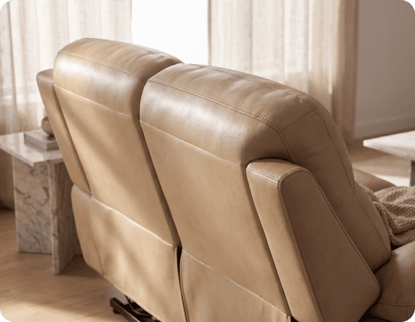 Milano Genuine Leather Cream Electric Power Recliner 2 Seater Sofa