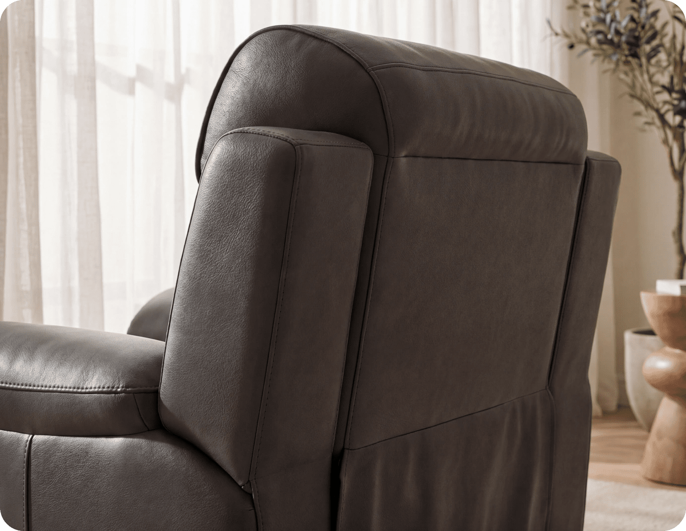 Leo Genuine Leather Grey Electric Power Recliner Armchair