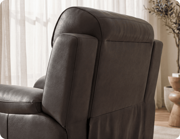 Leo Genuine Leather Grey Electric Power Recliner Armchair