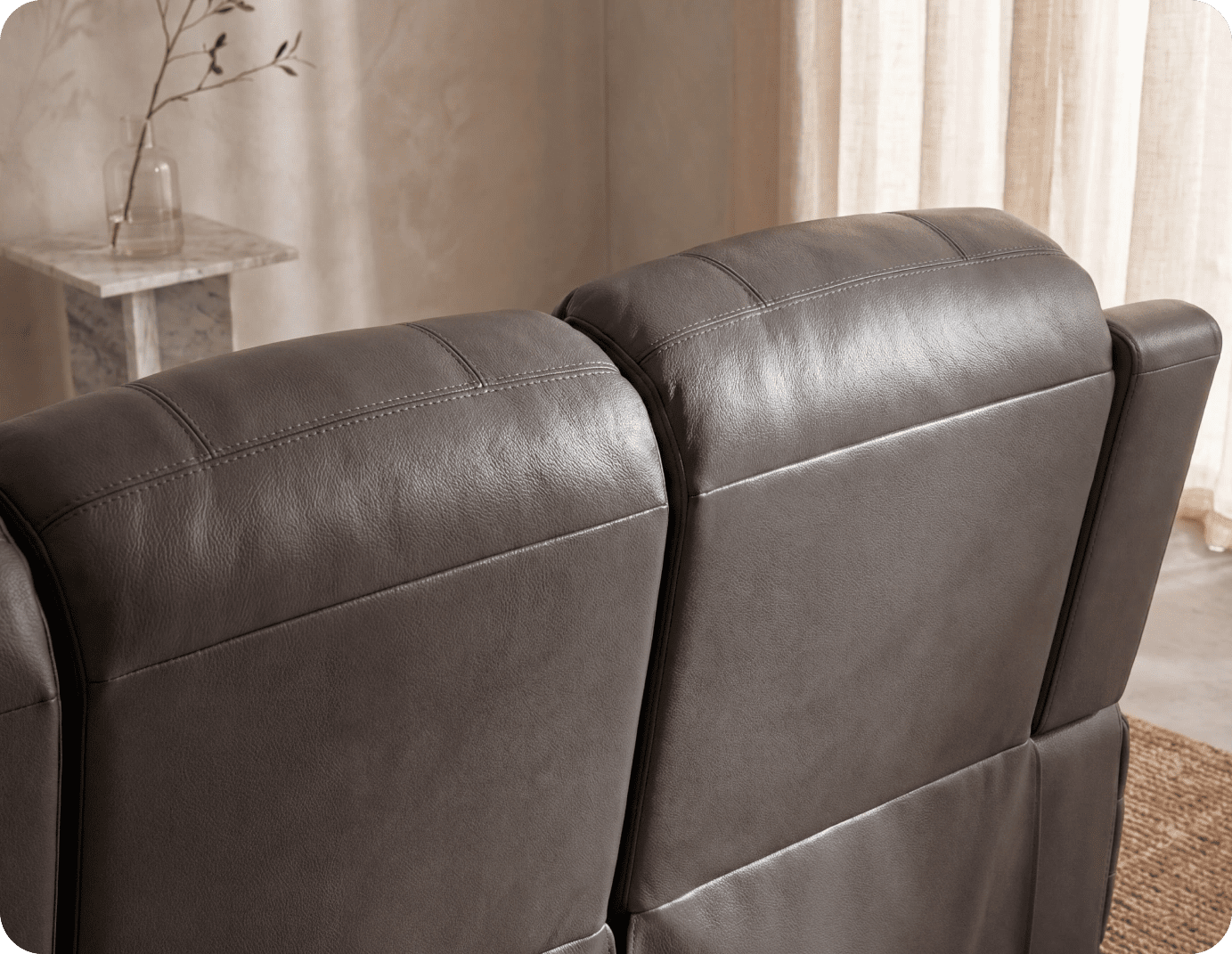 Martini Genuine Leather Grey Electric Power Recliner 3 Seater Sofa